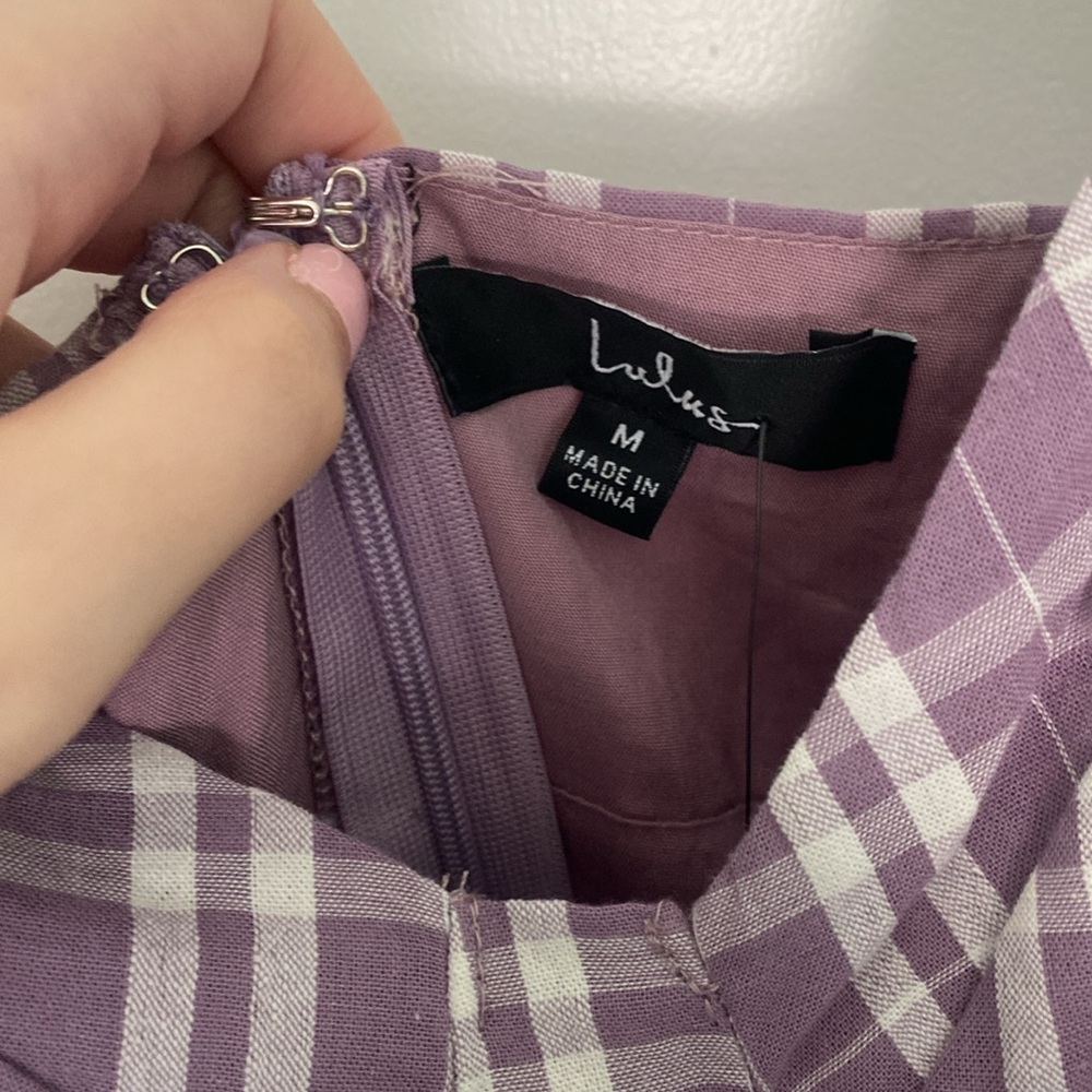 Lulu's Lavender Plaid Midi Dress - Picture 5 of 7